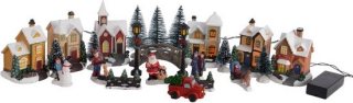Kerstdorp Winterlandschap met Diverse Kersthuisjes - Met LED verlichting - Op batterijen