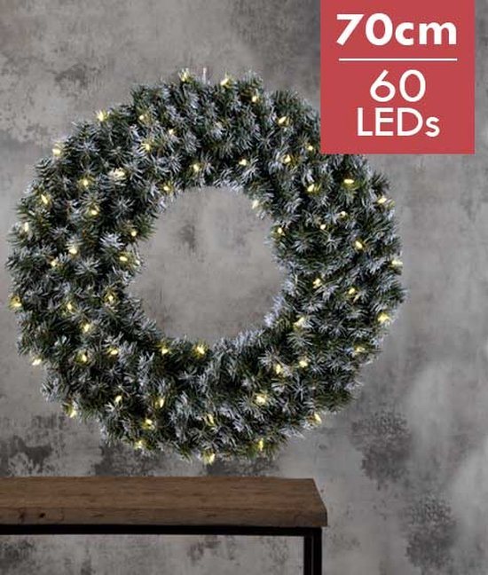 Verlichte Kerstkrans "Edmonton" 70cm