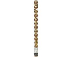 Decoris Mini kerstballen - 14x st - camel bruin - D3 cm - kunststof - kerstversiering