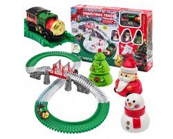 Elektrische Kersttrein Set – 202-Delig – Kunststof Trein Met Kleurrijke Accessoires – Speelgoed Voor Kinderen – Voor Kerstdecoratie En Miniatuur Kerstdorp – 35.2×25×7.2 cm