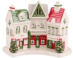 Miniatuur Kerstdorp Shoppes - Figurale Decoratie met LED Verlichting - 5 Inch Dolomiet