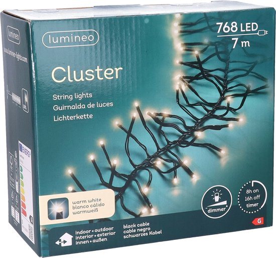 Lumineo Clusterverlichting - warm wit - 768 leds - 700 cm - kerstverlichting