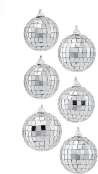 KIMU 6x Discobal Ø 5 cm Klein Kerstballen - Discobol Spiegelbol Kerstbal Glitterbol Glitter Spiegeltjes Disco Bal Bol Decoratie Planeet Festival