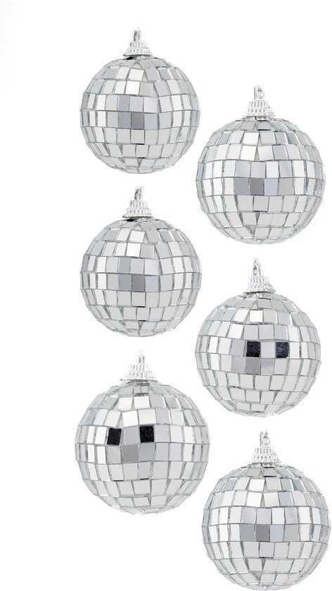 KIMU 6x Discobal Ø 5 cm Klein Kerstballen - Discobol Spiegelbol Kerstbal Glitterbol Glitter Spiegeltjes Disco Bal Bol Decoratie Planeet Festival