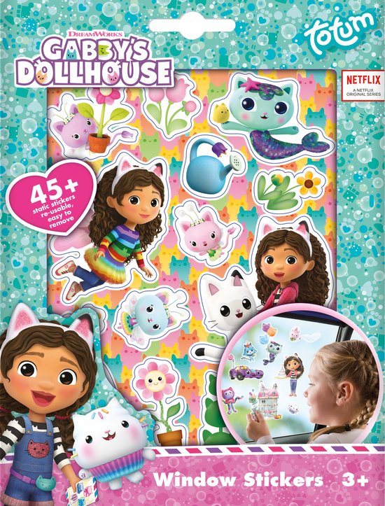 Gabby's Poppenhuis Verplaatsbare raamstickers - 45 stuks - Speelgoed Kinderen - Knutselen - Voor meisjes en jongens - Ook voor kleuters - Vanaf 3 jaar - Totum
