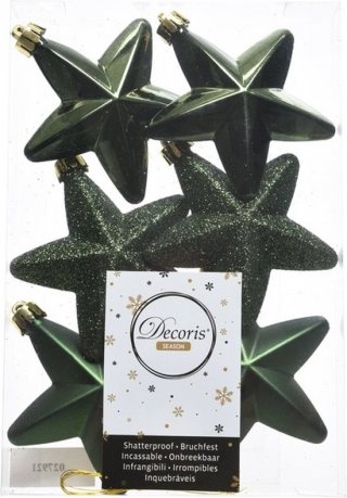 Decoris kersthangers - 6 stuks - 7.5cm - kunststof - mix