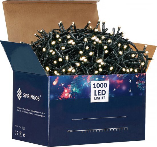 Springos Kerstverlichting - Binnen & Buiten - 50 m - 1000 LED - Warm Wit