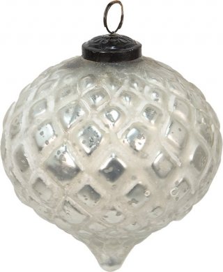 Clayre & Eef Kerstbal Overig Ø 12 cm Zilverkleurig Glas Kerstballen