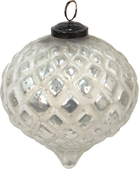 Clayre & Eef Kerstbal Overig Ø 12 cm Zilverkleurig Glas Kerstballen
