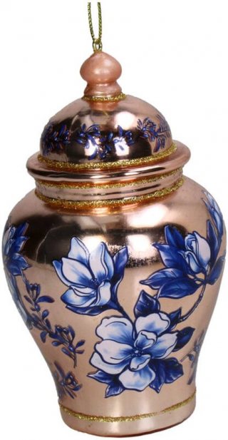 HD Collection glazen kerst ornament kersthanger Chinese Vaas 12.7 cm uit de collectie The Christmas Vintage Shop