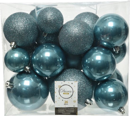 26x stuks kunststof kerstballen ijsblauw (blue dawn) 6-8-10 cm - Onbreekbare plastic kerstballen