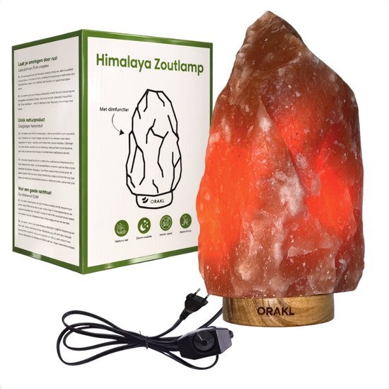 Dimbare Himalaya Zoutlamp Core - 6-8 KG en ca. 28 cm - Nachtlamp - Tafellamp - Cadeauverpakking