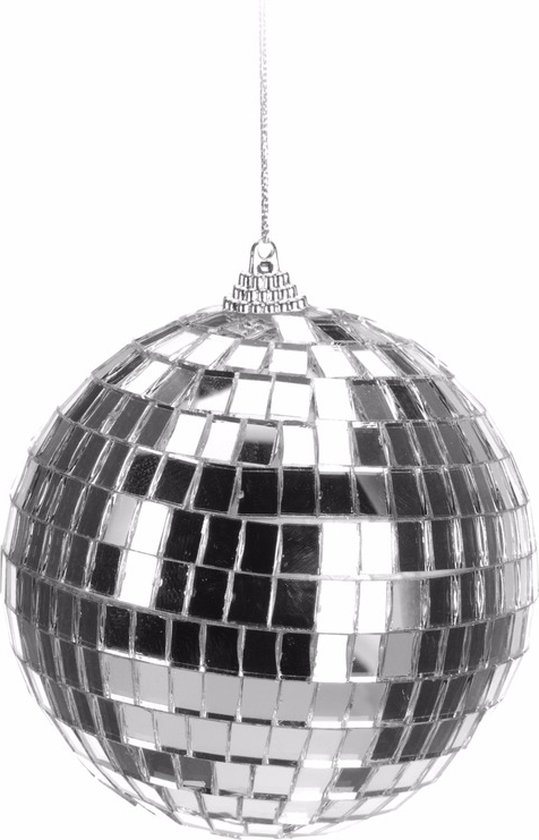 Kerstbal - 3x - discobal - zilver - D10 cm - piepschuim/glas - spiegelbol - kerstversiering