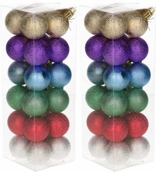 48x Kleine pastel gekleurde kerstballen van kunststof 3 cm - Kerstboomversiering - Kerstversiering/kerstdecoratie