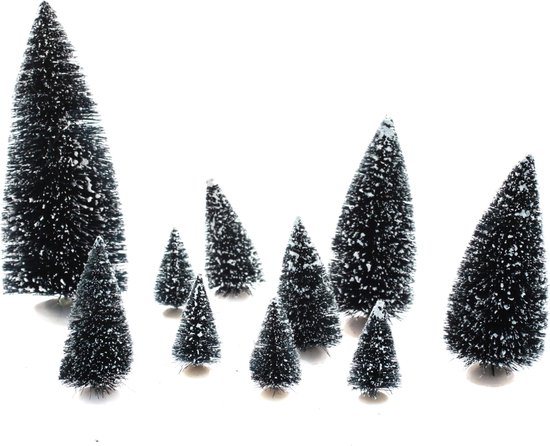 Feeric lights and christmas kerstdorp - miniatuur boompjes - 10x stuks