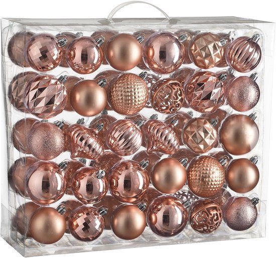Mica Decorations Kerstballen Set - 60 Stuks - Ø7 cm - Onbreekbaar - Roze