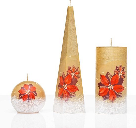 Kaarsen - Set - Handgeschilderd - kerstster - kerst