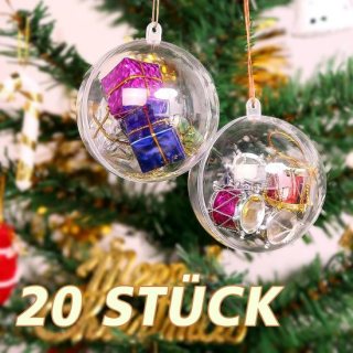 20 x plastic ballen - kerst hangers - kerstversiering -8CM kerstballen - kunststof ballen - plastic ballen om te vullen - voor kerstboom、 kerstboomdecoratieset 、Kerstmis Nieuwjaar Gift Present（Geen koord）