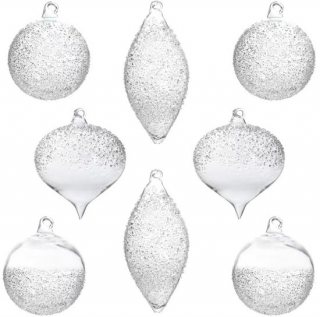 Kerstballen Set - Glazen Hangers - Kerstversiering Ophangen - Transparant Glas - 9 Stuks - Doorzichtig