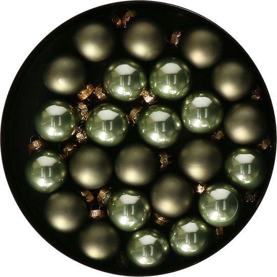 Othmar Decorations mini kerstballen - 24x st - donkergroen - glas - 2,5 cm