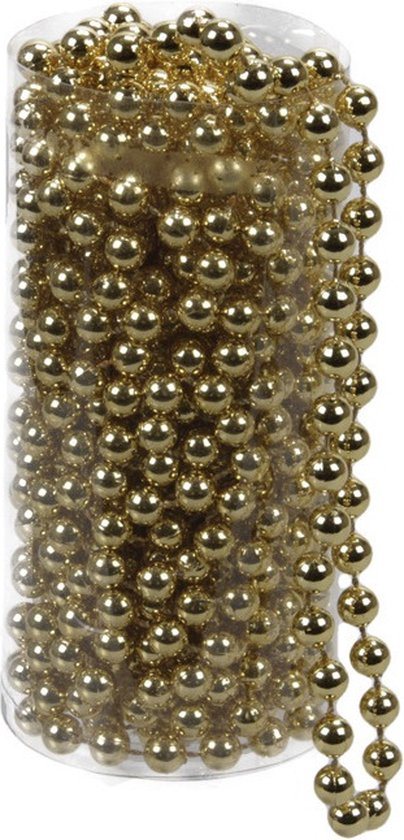 Kralenslinger - goud - kunststof - 8 meter - kerstboomversiering - kerstversiering - kerstslingers