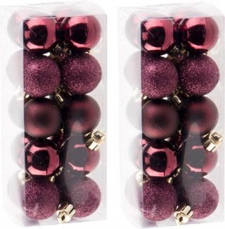 Cosy & Trendy Kerstballen - 40x - aubergine roze - kunststof - mat - glans - glitter - onbreekbaar