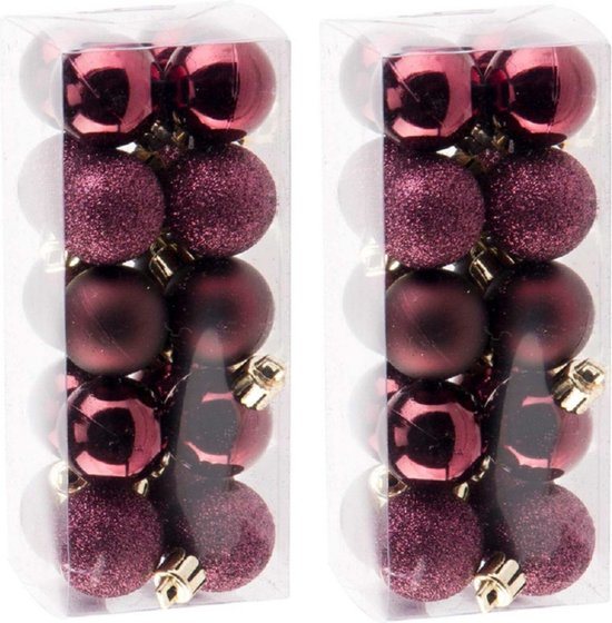 Cosy & Trendy Kerstballen - 40x - aubergine roze - kunststof - mat - glans - glitter - onbreekbaar