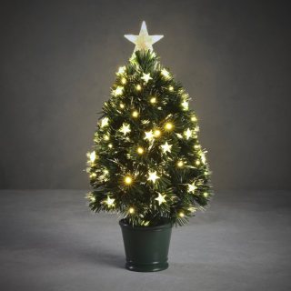 Luca Lighting Mercury Kunstboom met Fibre Optic Verlichting en Piek - Kerstboom met 65 LED en 8 Lichtfuncties - Kerstversiering voor Binnen - H60 x Ø30 cm - Groen