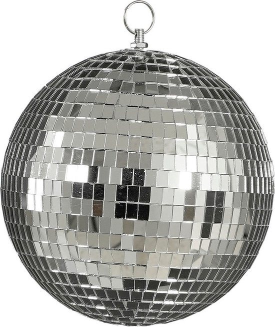 House of Seasons Grote discobal kerstbal - zilver - 20 cm - foam - spiegelbol