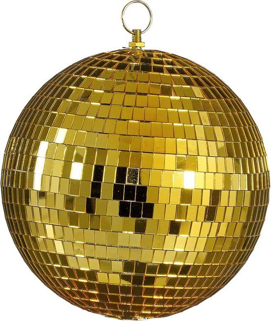 House of Seasons Grote discobal kerstbal - goud - 20 cm - foam - spiegelbol