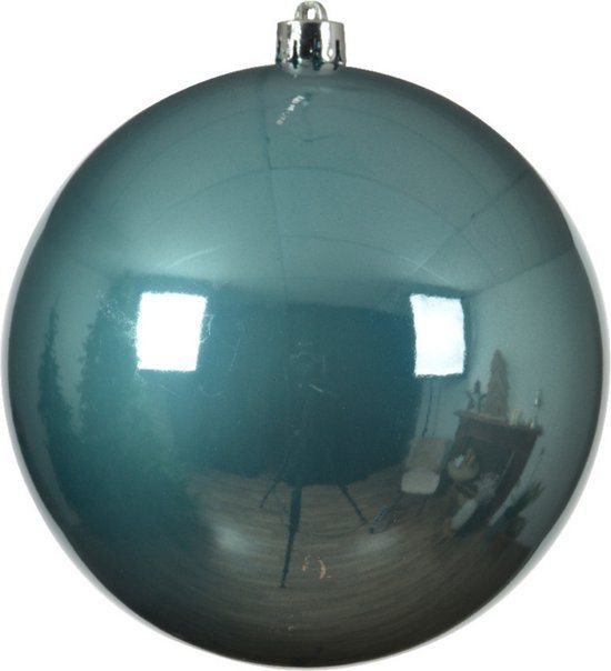 1x stuks kunststof kerstballen ijsblauw (blue dawn) 20 cm - glans - Onbreekbare plastic kerstballen