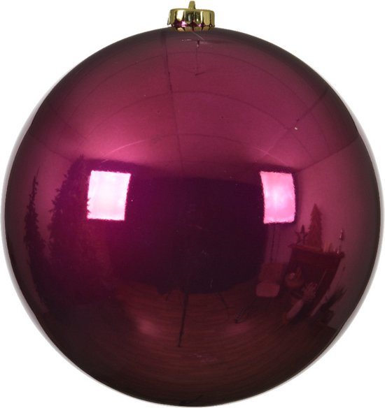 1x stuks kunststof kerstballen framboos roze (magnolia) 20 cm - glans - Onbreekbare plastic kerstballen