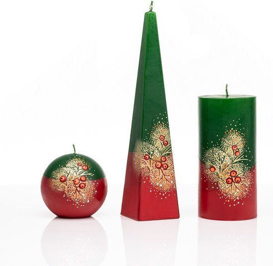 Kaarsen - Set - Handgeschilderd - kerstboom - kerst - kerstverlichting