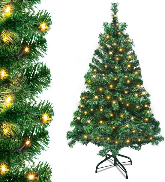 NAIZY Kunstkerstboom met verlichting 180 cm PVC Dennenboom Kerstboom Kunstboom met standaard Nepkerstbomen Kerstdecoratie, Groen