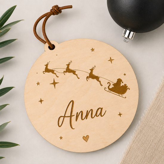 Gepersonaliseerde Houten Kersthangers voor Honden Set van 4 – Kerstboomversiering met Naam en Hondensilhouet – Houten Kerstdecoratie voor Hondenliefhebbers – Natuurlijk Hout – Boho Design – Persoonlijk Kerstcadeau