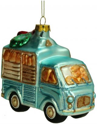 HD Collection glazen kerstornament kerst hanger bakkers truck 12 cm uit de collectie The Christmas Bakery - de Kerst Bakkerij