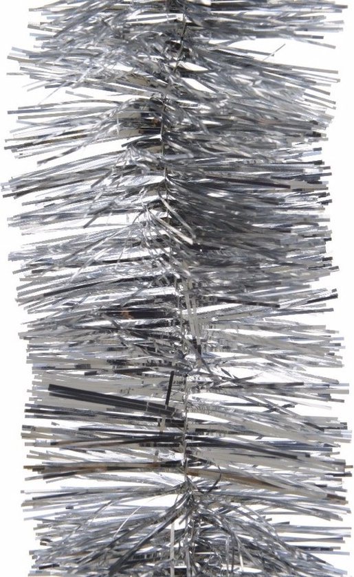 Decoris Kerstslingers - 2x st - zilver - glanzend lametta - 270 cm - guirlandes - folie slinger