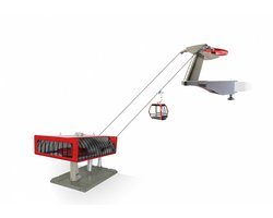 Jaegerndorfer - 84381 Kabelbaan D-Line Zwart Rood Miniatuur Model - 1:32 - Kerstdorp