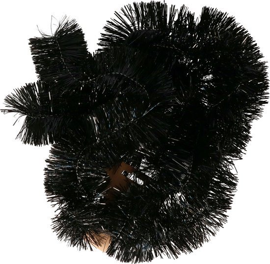 Inge Christmas Goods Kerstslinger - zwart - folie - 270 x 7,5 cm - lametta - kerstboomslinger