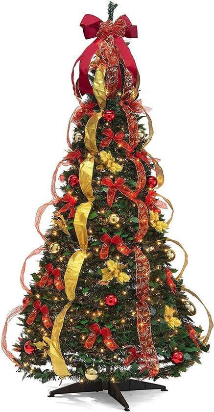 Opvouwbare Telescopische Kerstboom 120 cm - Realistisch & Compleet met Verlichting en Decoraties