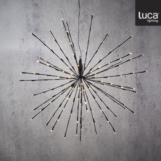 Luca Lighting Vuurwerk Kerstverlichting met Klassiek Witte LED Lampjes - Ø70 cm - Zwart