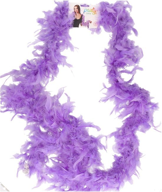 Atosa Kerst boa - veren - paars - 180 cm - 45 gram - kerstboomversiering - kerstslinger - kerstboa
