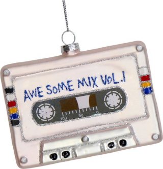 HD Collection Ornament kerstbal Cassetteband Glas Wit 10.5 cm
