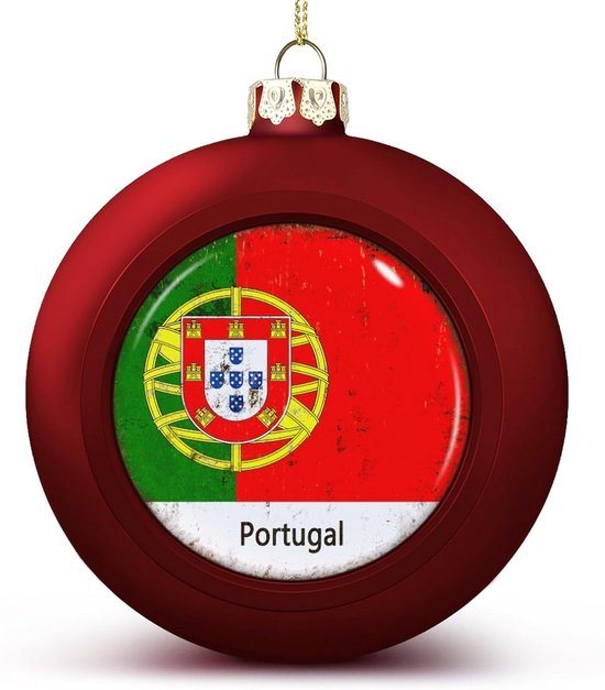 Kerstbal Ornamenten - Nationale Vlag - Seizoensdecoratie - Hoogwaardig Kunststof - 2.4x3 Inch - Portugal