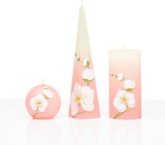 Kaarsen - Set Handgeschilderd - Bloemen - cadeau