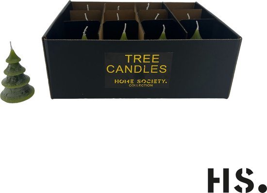 Home Society - Kerstboomkaars Layer - Groen - XS - 8 x 5 x 5 cm doos 12 stuks
