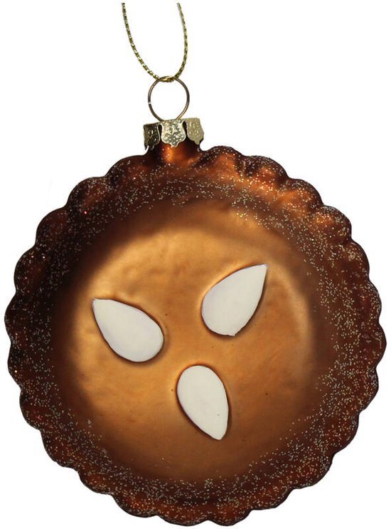 HD Collection glazen kerst ornament kersthanger Amandelkoekje 9 cm uit de collectie The Christmas Bakery - de Kerst Bakkerij