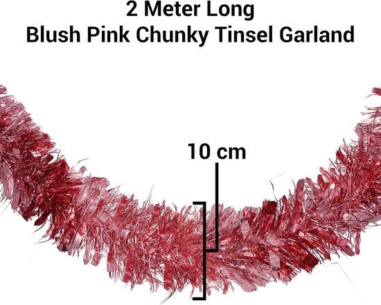 2 Meter Roze Glitter Kerstslinger Guirlande voor Kerstboom Decoratie en Feestversiering