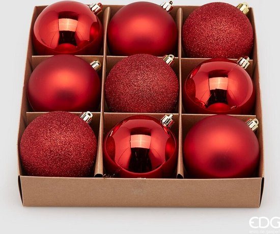 EDG - Enzo De Gasperi Rode kerstballen (3 soorten) PVC D8 - set van 9st