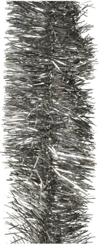 1x stuks kerstslingers antraciet (warm grey)  270 x 7 cm - Folie lametta guirlandes/slingers kerstversiering